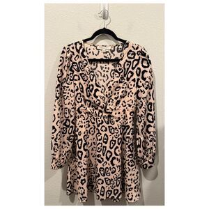 LOLA GRACE Leopard Cheetah Animal Print Long Sleeve Dress